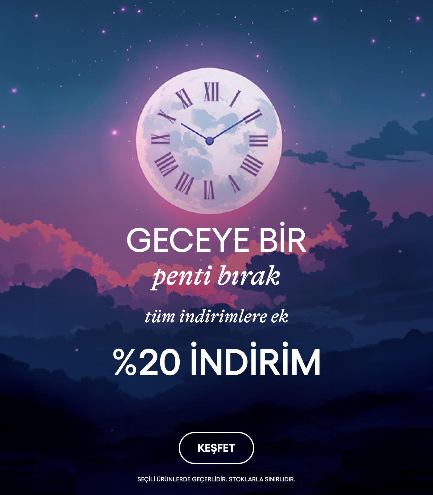 📣 تخفیف ویژه امشب: علاوه بر تمام تخفیفها، ۲۰٪ تخفیف اضافه!
